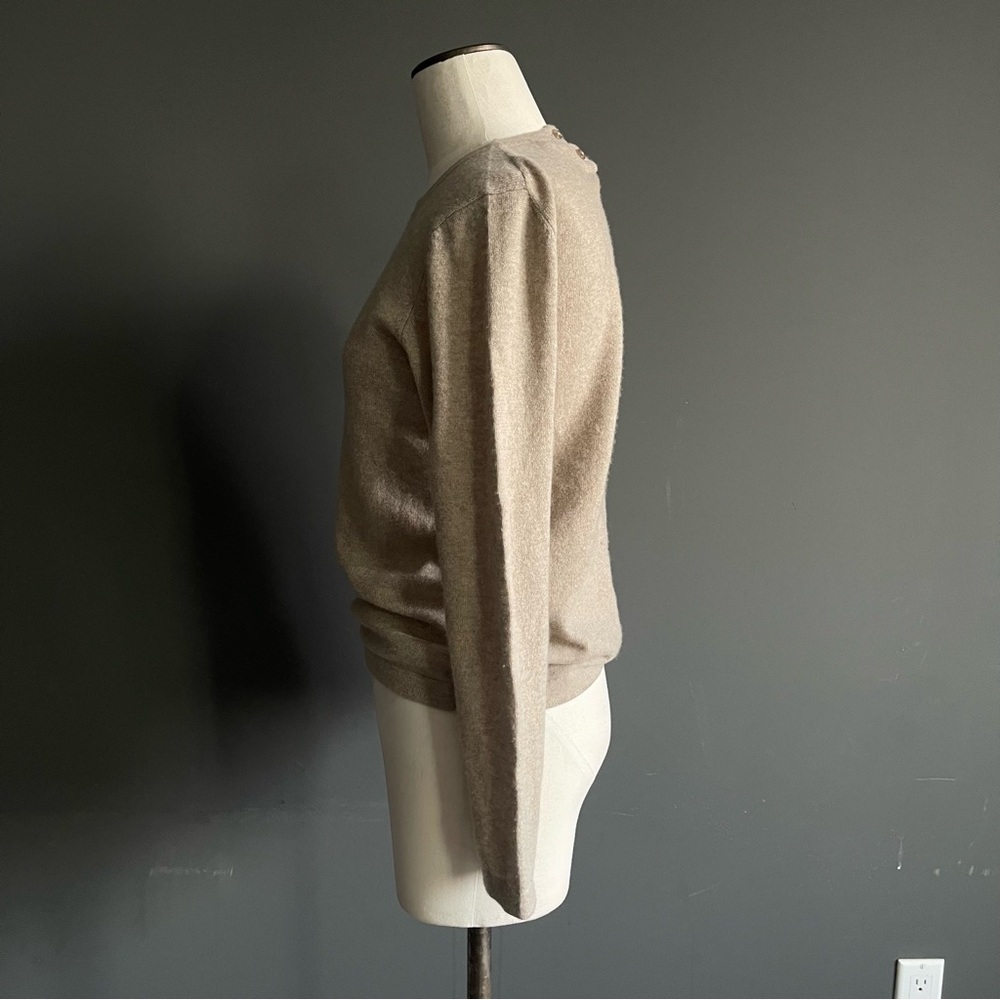 Smiley 100% Cashmere Oatmeal Crewneck Sweater Jumper Small - Picture 3 of 8